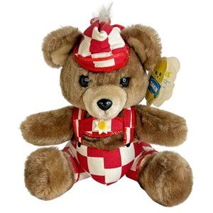 1979 DAKIN Purina Ralston Bear Plush Brown Teddy Stuffed Animal Toy Red White